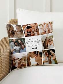 1pc Customized Personalized Photo Printed Pillow Case, Custom Face Pillow,Single Sided Print Pillow Cover For Mother's/Father's/Thanksgiving/Teachers' Day, Create Your Own Picture Pillow Case, Great Gift For Family, Friends And Yourself