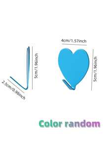 2/3/5 Pcs Pink Heart Shaped Adhesive Hooks, Stainless Steel Hanging Hooks For Girl's Room Decor, Dorm Bathroom Wall