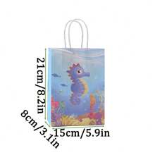 6/12/24 pièces/set de sacs en papier kraft 21*15*8cm thème océan, convient pour les cadeaux de vacances, anniversaires, shopping, transport et emballage cadeau décoratif, pour la fête des mères, les cadeaux de demoiselle d'honneur, de remise de diplôme, d'anniversaire, de mariage