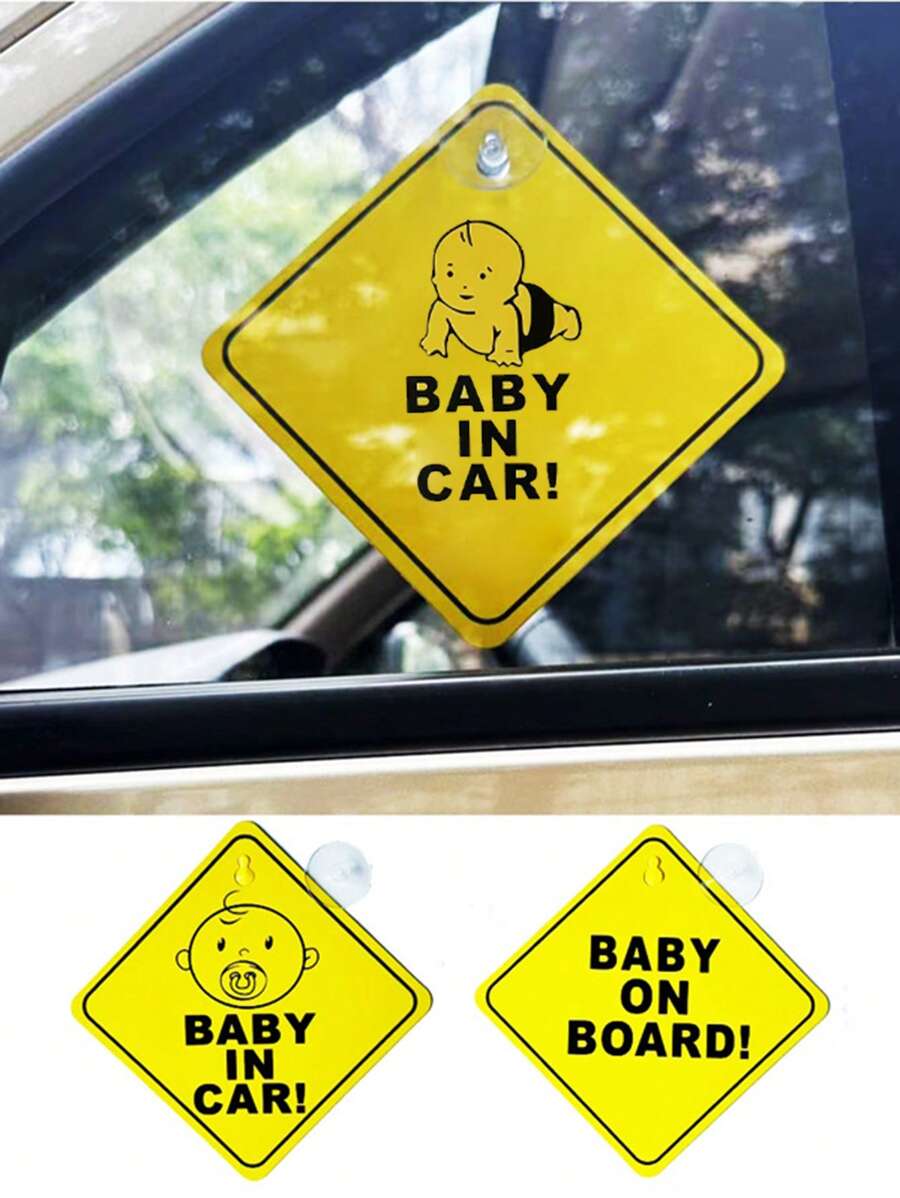 2 件装 Baby On Board 汽车吸盘贴纸，厚玻璃贴花，适合旅行