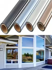 1 卷银色窗户隐私膜单向日间镜面色调处理紫外线热控制乙烯基贴纸防晒玻璃纸门覆盖反光膜