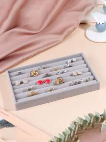 Luxury Soft Gray Velvet Jewelry Tray, Suitable For Rings, Earrings And Necklaces - Made Of Nylon, Elegant Tabletop Storage Display With Compartments For Earrings, Hoops And Gems, Jewelry Storage Organization Back To School