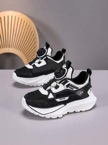 男童渐变色运动鞋，轻便篮球鞋，低帮织物鞋面，橡胶鞋底，EVA 鞋垫，圆头，带旋转扣闭合，适合 14 岁及以下儿童