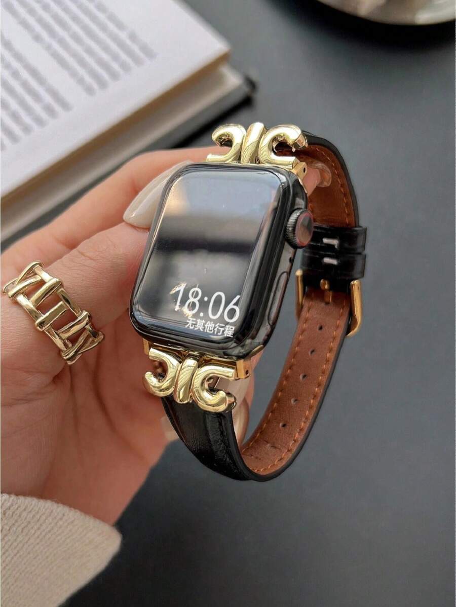 1PC Metal And Leather Strap Compatible With Apple Watch Band S10 42/46mm 49Ultra Elegant Women Bracelet For Apple Watch 9 8 7 6SE 5 4 3 2