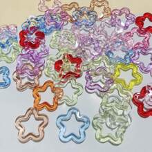 30 件 30 毫米透明星形和梅花形亚克力吊坠带孔、DIY 钥匙扣、耳环首饰配件、星星、吊坠用品 - 彩色 - 查看 5