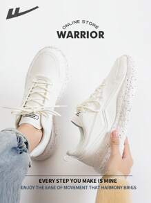 Warrior Fashionable Retro Men's Sports Shoes Spring And SummerLightweightComfortableBreathableRunning ShoesModest Style Casual Yet SleeksneakersApplicable Throughout The Yearwear-ResistingAll-Day WearTraining Sneakers Soft Sole Little White Shoes - White - View 6