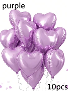 5/10pcs Aluminum Foil Love Balloons, 18 Inch Polyester Film Balloons, Heart-Shaped Balloons, Valentine's Day Decoration Balloons, Suitable For Valentine's Day Proposals, Weddings, Parties, And Weddings (Silver, Black, Pink, White Gold, Colorful Transparent, Purple)