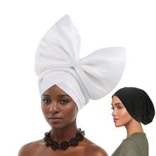 2件装大蝴蝶结头巾，时尚头饰发带，适合婚礼、派对、节日，在非洲和南美洲很受欢迎，也可作睡帽使用。 - 彩色 - 查看 7