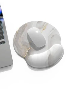 1pc White Marble Texture Wrist Rest Mousepad, Made Of Milk Silk, Rubber Base, Suitable For All Mouse Sizes - Multicolor - View 1