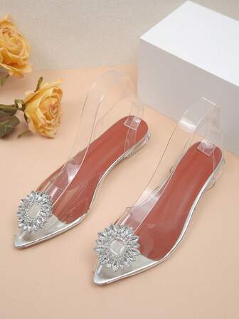 Teenage Girls' Crystal Embellished Chunky Heel Sandals, Suitable For Stage Performance And Photo Shooting, Summer New Arrival