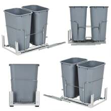 CuisinSmart Pullout Waste Containers With Full Extension Slides,Pullout Trash Can For Under Kitchen Cabinets,Saving Design - Light Grey - View 6