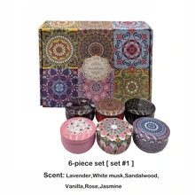 4pcs/Set Scented Candles, Variety Of Fragrances Include Vanilla, Jasmine, White Musk, Rose, Sandalwood, Black Cherry, Lemongrass, Suitable For Wedding, Birthday, Festivals, Home, Hotel Decoration, Creative Gift Box For Friends & Family, Retro Pattern Design, Soy Wax