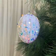 Easter Tree Hanging Decorations 8 Pieces Cute Sequined Egg Spring Ornaments For Home Party Holiday Decor Supplies