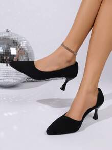 Women's Fashion All-In-One Heeled Sandals Women's Casual Comfort Side Empty Pointed Elegant Simple Solid Color Heels