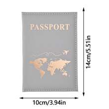 PU 地图护照簿、护照保护套、票夹、旅行证件收纳夹、PU 皮革护照套、旅行钱包盒，可存放护照、机票、登机牌、名片、信用卡 - 彩色 - 查看 4
