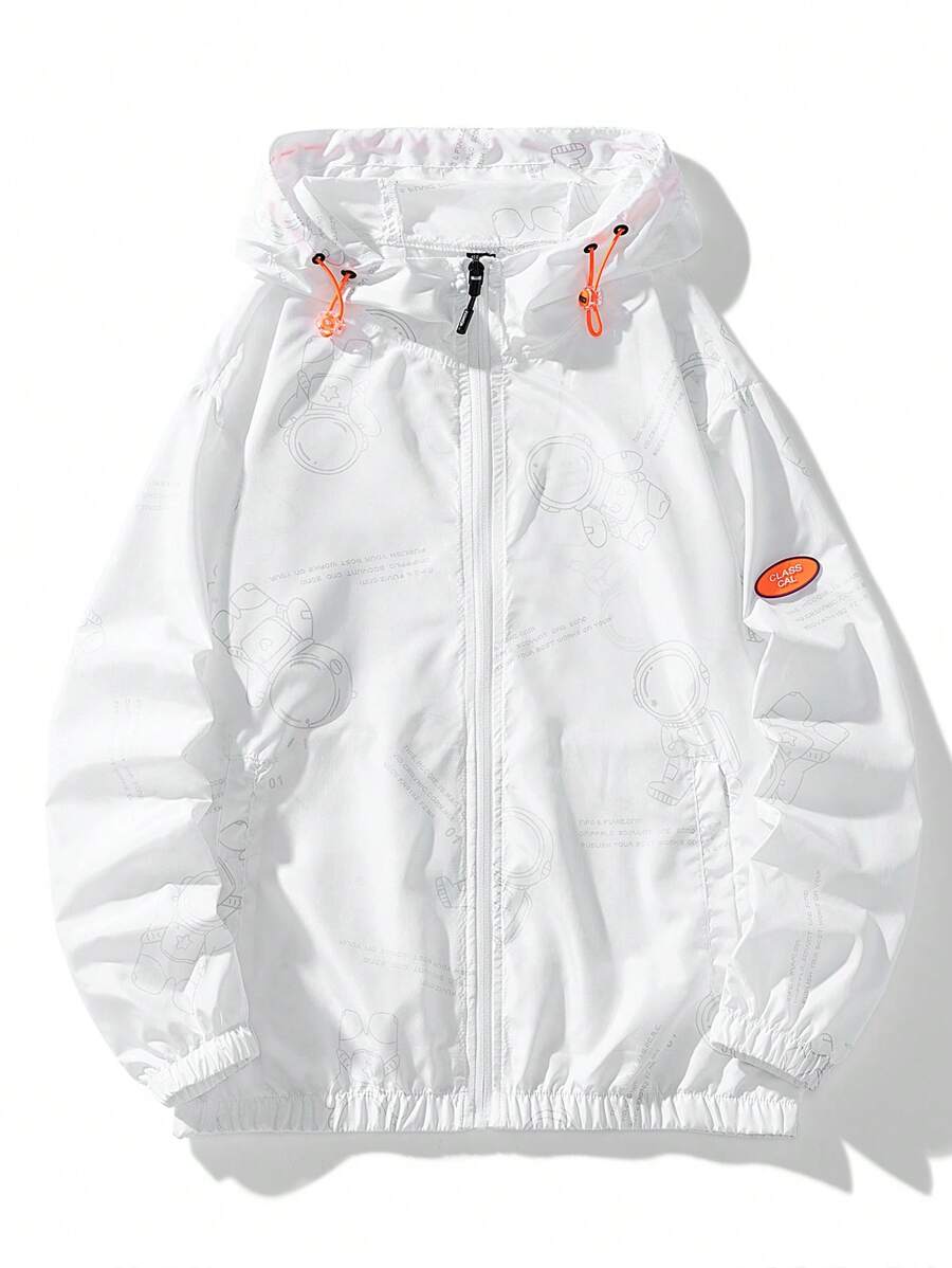 女士超薄连帽外套，长袖连帽轻薄防晒衫薄款风衣，夏季 - 白色 - 查看 1