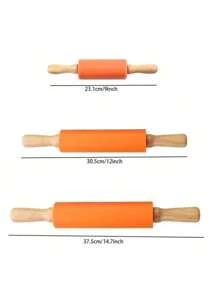 1 Stück Silikonausrollholz, antihaftbeschichtet, Holzgriff, Teigroller