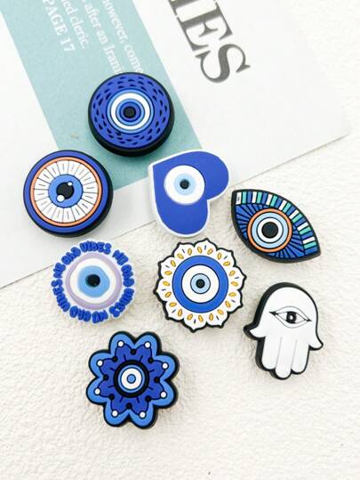 Set de 8 decoraciones en forma de ojo de PVC con diseño de dibujos animados, divertidas para zapatos casuales, zuecos y sandalias, diseño imaginativo y adorable, ideal para regalos de fiesta de niñas y obsequios creativos