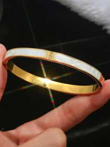 1pc Stainless Steel Bracelet Men And Women's Four Seasons Personalized Design Heart Zirconia Bracelet Jewelry Accessories Gifts, Jewelry Gold Jewelry Jewelry Women Bracelets Accessories Women Stainless Steel Jewelry Bracelets For Women