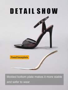 Women's Lace Black High Heel Sandals, Elegant Sexy Pointed Toe Ankle Strap Open Toe Party Dress Stilettos,Stilettos Heels - Black - View 12