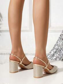 2025 European And American Fashion Versatile Chunky Heel Pointed Toe Sexy Ladies Pumps