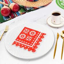 Mexican Paper Napkins Carnival Cocktail Napkins Decorative Scalloped Napkin For May 5th Mexican Carnival Table Decor Party