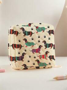 1 件/4 件可爱小狗印花大容量化妆包套装，便携式化妆品收纳盒，旅行洗漱包，海滩、游泳池、泳衣和旅行收纳袋，化妆包