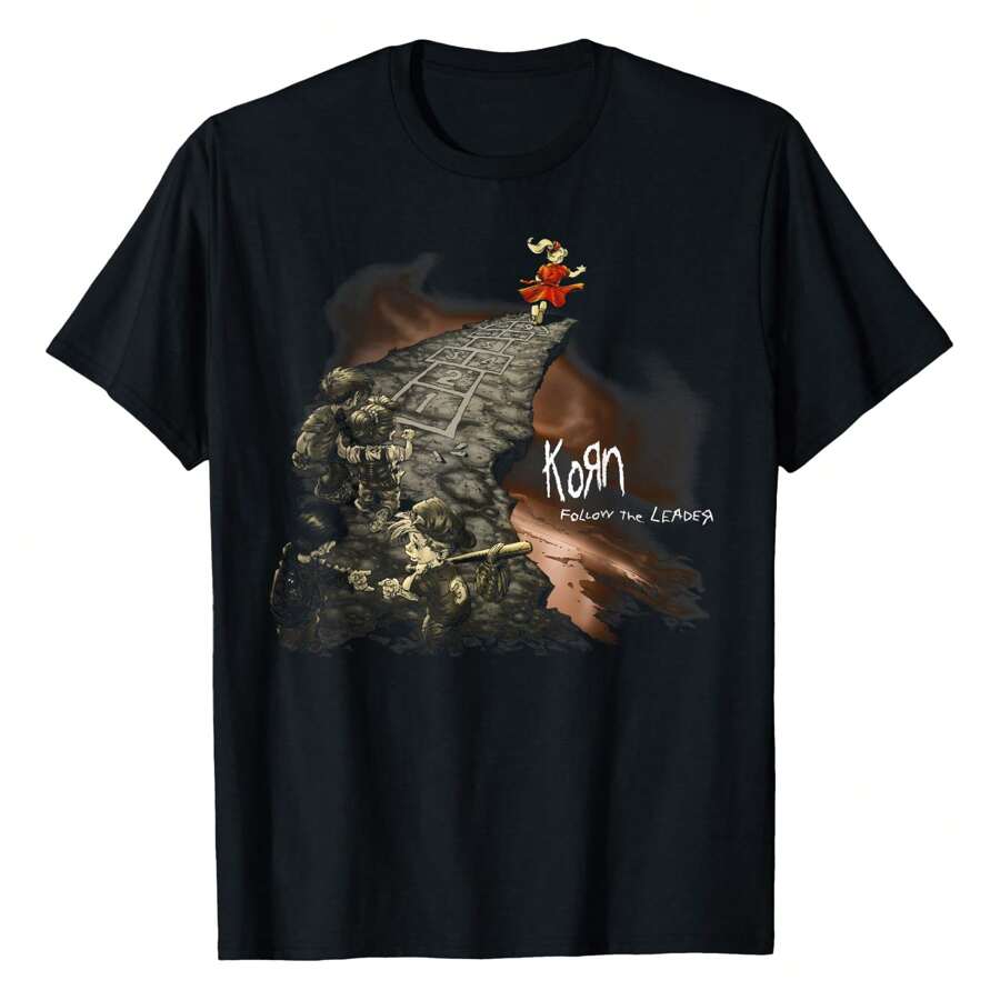 Korn Follow Cliff T-Shirt Fashionable Plus Size Women's T-Shirt, Super Soft And Breathable Cotton | Comfortable Fit, Versatile Everyday Style, Suitable For All Seasons. - màu đen - Xem 1