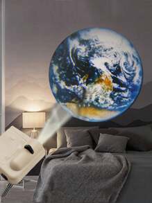 1 pieza Lámpara de proyección de atmósfera con luna y concha de color beige claro y amarillo, iluminación decorativa de pared - Multicolor - Ver 6