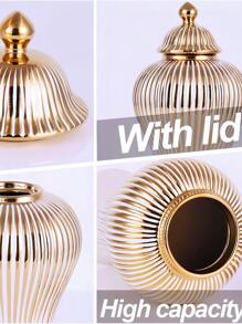 1 pieza Jarrón cerámico moderno blanco y dorado, jarrones decorativos altos y pequeños para sala de estar, centro de mesa, decoración del hogar, regalo, elegantes jarrones de piso y de mesa para boda, Navidad, Acción de Gracias, decoración de habitación del Día de San Valentín