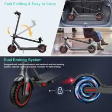 Electric Scooter For Adults, Up To 19 Mph, 19 Miles Range & 264 Lbs Load, Aluminum Alloy E-Scooter With 350W Motor, Foldable Escooter With Dual Braking System