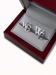 Maßgeschneiderte Herren-Manschettenknöpfe aus Edelstahl mit eleganten Buchstaben, Accessoire für Herrenanzüge, Geschenk für Vater, Ehemann, Freund, Sohn – Großbuchstaben, raffinierter Stil, Edelstahlmaterial