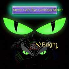 1 Pair Motorcycle Glow In The Dark Evil Eye Stickers, Motorcycle Small Devil Cat Eye Stickers, Creative Motorcycle Decals, Suitable For Motorcycle And Car Decoration