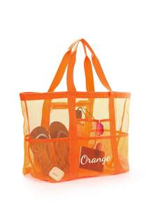 1pc Embroidery Customization Large Capacity Polyester Mesh Shoulder Bag, Lightweight Foldable Beach Bag, Portable Travel Washing And Swimming Storage Bag, Holiday Gift For Mother,Multifunction,Versatile,Large Capacity,Lightweight,Functional,Practical,All-Purpose,Colorful,Cute,Adorable,Contracted,Funny,Kawaii,Y2K,Minimalist,Commuting,Business Casual,Basics,Custom,Personalized,Unique,Customized,Ideal Gifts For Him,Ideal Gifts For Her,Her,Boyfriend,Girlfriend,Family,Friends,For Anniversaries,For Teacher Gifts,For University,For Colleague,For Dorm Rooms,For Teacher,For Boys And Girls,For Teenagers,Junior High School Students,Middle School Students,High School Senior High School Students,College Students,University Students,Freshman,Sophomore,Underclassmen