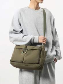 Large Capacity New Men's Waterproof Versatile Messenger Bag, Student School Shoulder Bag, Daily Commute Crossbody Bag, Outdoor Travel Fashion For Men Sling Bag