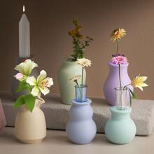 1 Set Of 8 Pcs Flower Vase & Candle Holder Mold, Resin Silicone Mold, Heat-Resistant Epoxy Resin Silicone Mold For Scented Candle DIY, Home Decoration Accessories, Creative Gift Box