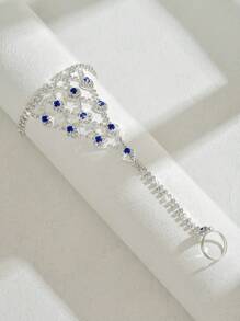 Luxurious Rhinestone Heart Shaped Anklet, Sexy Fashion Jewelry, Toe Ring Anklet For Women, Wedding, Beach Party, Special Occasion