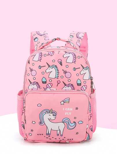 1pc Fashionable Cartoon Unicorn Kids Backpack, Cute Large Capacity For Newborns, Adorable Printed Pattern Design, Healing Cartoon Style, Aesthetic And Practical Schoolbag, Great Value Pack, High Quality, Durable, Smooth Zipper, Adjustable Shoulder Straps, Children's Back To School Gift, Holiday Gift, Birthday Gift
