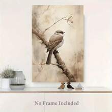 [Set de 3 obras de arte en lienzo de pájaros sin marco] Set de 3 piezas, sin marco, 16x24 pulgadas, Pintura en lienzo de un pájaro posado en una rama de árbol para decoración del hogar, sala de estar, dormitorio, cocina, oficina, cafetería, impresiones de alta calidad, regalo perfecto y decoración