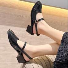 Zapatos de tacón con adornos de perlas, estilo princesa, de uso casual y versátil, adecuados para el tiempo libre, todas las estaciones y viajes. Tallas disponibles para adolescentes y tallas grandes - Negro - Ver 3