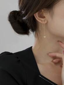 Nooxian 1 Pair Fashionable Micro-Inlaid Zirconia Wing Design Tassel Dangle Earrings