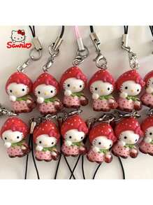 Sanrio 1 件可爱草莓猫手机挂件、趣味 DIY 背包挂件、钥匙扣装饰、派对钥匙圈礼品袋，适合作为朋友的生日礼物送给母亲、家人、朋友、生日、节日手机挂饰、手机链 - 彩色 - 查看 5