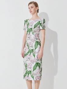 Elegant Jacquard Party Dress Gown For Women, For Cocktail