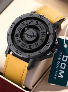 DOM 1款男士手表，十二星座磁吸式无框真皮表带防水休闲腕表，时尚百搭，适合作为圣诞礼物送给家人和朋友 - 款式 - 查看 2