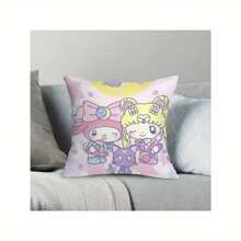 Sanrio 1 stuk Sanrio Kawaii Kuromi & Hello Kitty schattige cartoon kussensloop, geschikt voor het decoreren van woonkamer, bank, slaapkamer, 45x45cm, enkelzijdig patroon, zonder inzetstuk