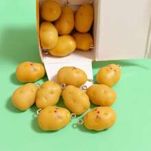 10pcs 3D Realistic Mini Potato Decoration Suitable For DIY Jewelry Making Such As Pendant, Earrings, Necklace, Bracelet, Keychain, Bag Charms, Resin Craft Parts & Accessories - Mixed 3D Miniature Potatoes - View 3