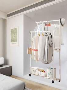 1 Stück Bodenständer Kleidungshalter für Schlafzimmer, Hosen & Schuhregal mit Rädern, Aufhängeschiene Einzel-/Doppelstangen, Mehretagen Aufbewahrungsschrank