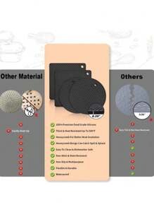 4pcs Black Heat Resistant Placemat Tabletop Coasters