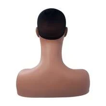 JINGFA Realistic Female Mannequin Head With Shoulders For Display - Manikin Head With Shoulder For Wig/Jewelry/Makeup/Hat/Sunglass Display - 杏色 - 查看 4