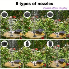 1pc Solar Powered Fountain Pump Kit, 1.5W 150L/40gal/H, 2.5W 220L/58gal/H Outdoor Water Fountain Pump, Separate Pump And Solar Panel For Easier Installation And Use, 11*11cm/15.5*15.5cm Solar Panel, 3 Connectors 8 Nozzles, Max Lift 70cm, Suitable For Bird Bath, Pond, Garden, Fish Tank - Solar Powered, No Battery Required, Plastic Material